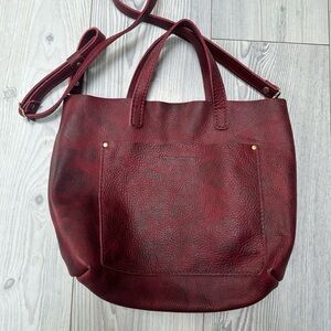 Portland Leather Company Medium Crossbody Tote in Sangria